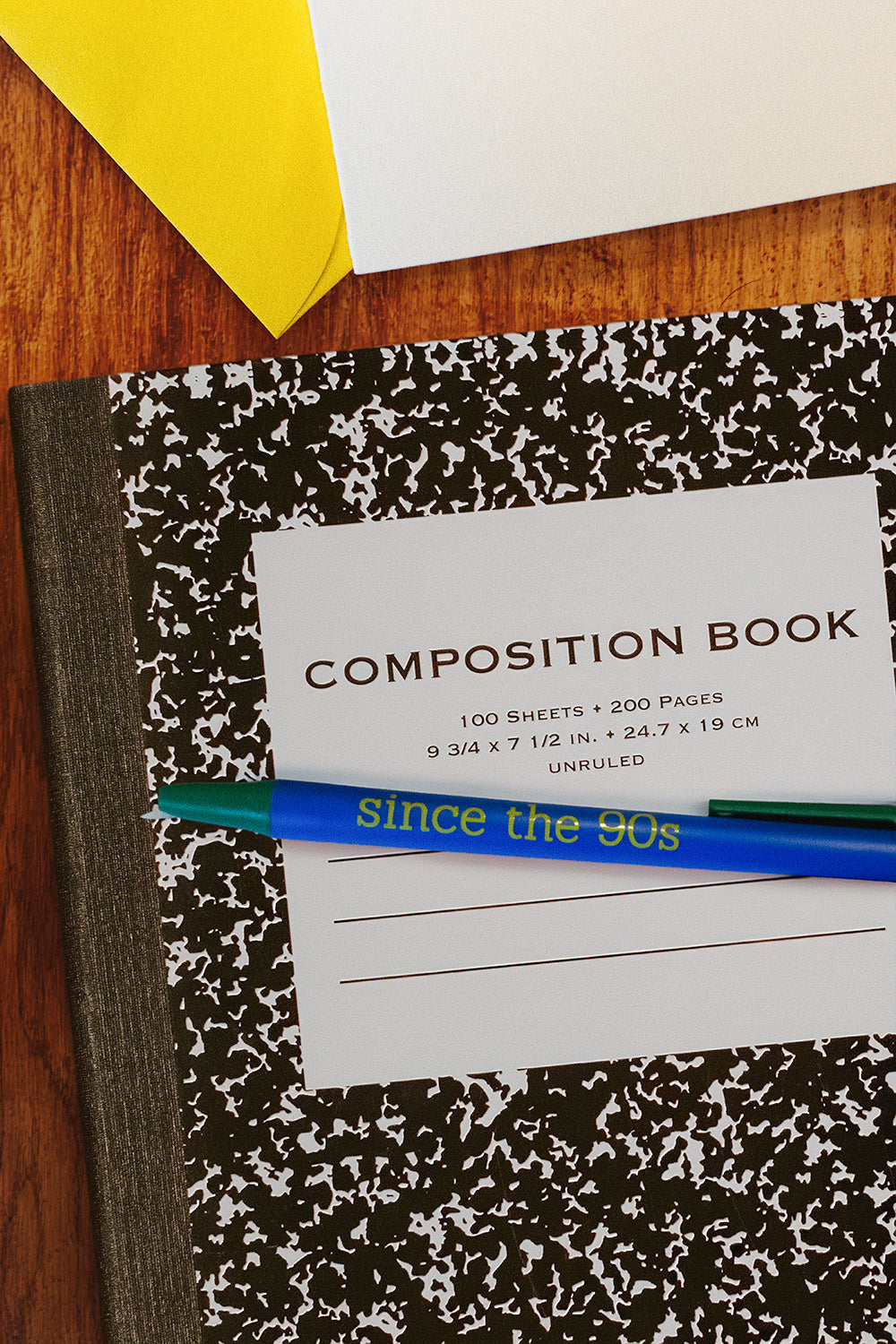 Nostalgic custom ANALOG pen in blue and green that reads 'Since the 90s' in typewriter font. 